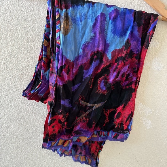 Albert Nipon Long Multicolored Silk Scarf - Picture 7 of 8